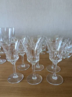 Large 19-Piece Vintage Val Saint Lambert Crystal Glassware Set