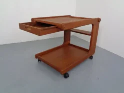Large Rollable Teak Bar Cart, 1960s