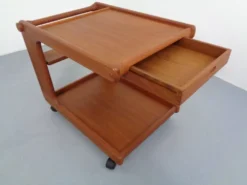 Large Rollable Teak Bar Cart, 1960s