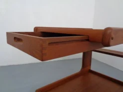 Large Rollable Teak Bar Cart, 1960s