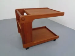 Large Rollable Teak Bar Cart, 1960s