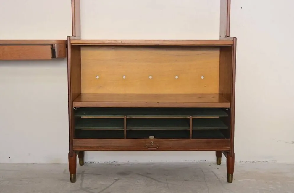Large Scandinavian wall system in teak with integrated desk – vintage from the 1970s.