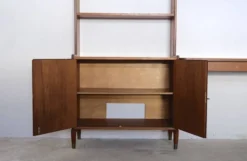 Large Scandinavian wall system in teak with integrated desk – vintage from the 1970s.