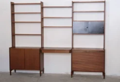 Large Scandinavian wall system in teak with integrated desk – vintage from the 1970s.