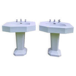2 lavabos sur pieds style art deco