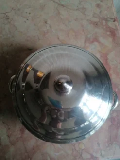 legumier metal argenté Décors ruban croisés