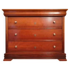 Élégante commode 3 tiroirs en bois merisier