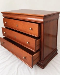 Élégante commode 3 tiroirs en bois merisier