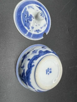 Élégant nécessaire de table, porcelaine chinoise, bleu et blanc, Condiments