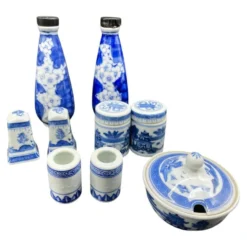 Élégant nécessaire de table, porcelaine chinoise, bleu et blanc, Condiments