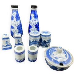 Élégant nécessaire de table, porcelaine chinoise, bleu et blanc, Condiments