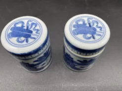 Élégant nécessaire de table, porcelaine chinoise, bleu et blanc, Condiments
