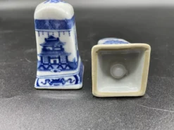 Élégant nécessaire de table, porcelaine chinoise, bleu et blanc, Condiments