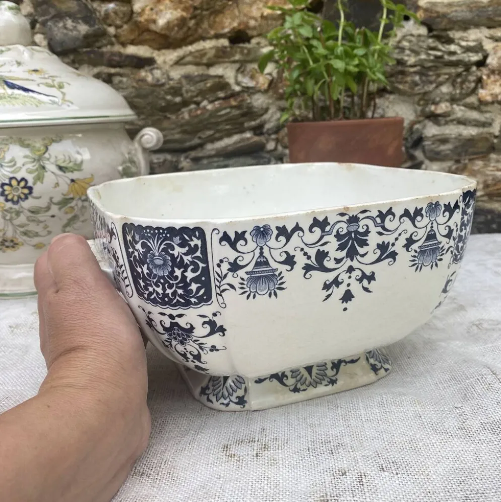 Légumier ancien , saladier en terre de fer Gien