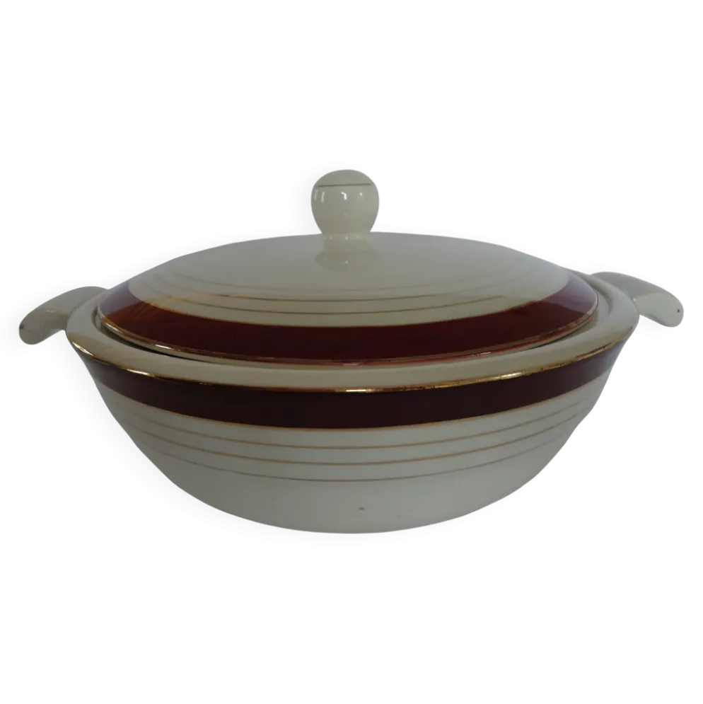 Légumier soupière en porcelaine opaque digoin sarreguemines modèle pasteur