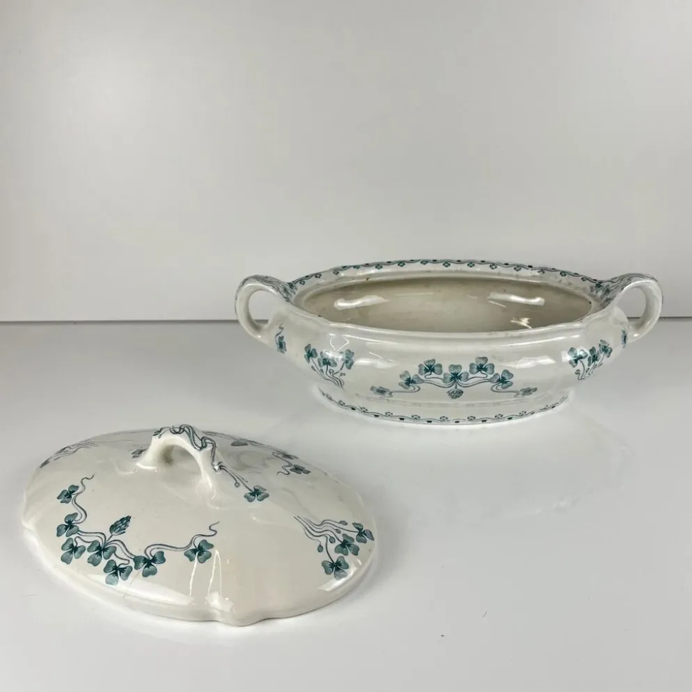 Légumier Villeroy & Boch modele "Trèfle -Klee", bleu, 1890-1900