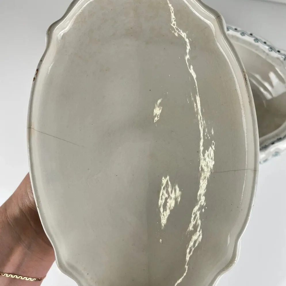 Légumier Villeroy & Boch modele "Trèfle -Klee", bleu, 1890-1900