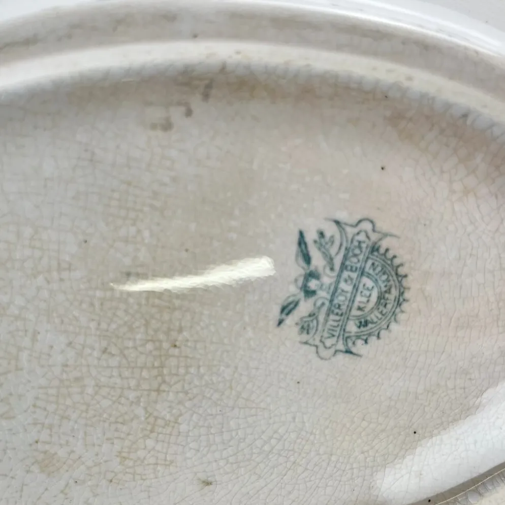Légumier Villeroy & Boch modele "Trèfle -Klee", bleu, 1890-1900
