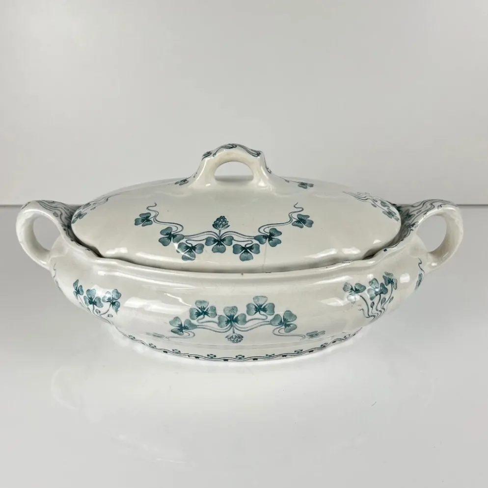 Légumier Villeroy & Boch modele "Trèfle -Klee", bleu, 1890-1900
