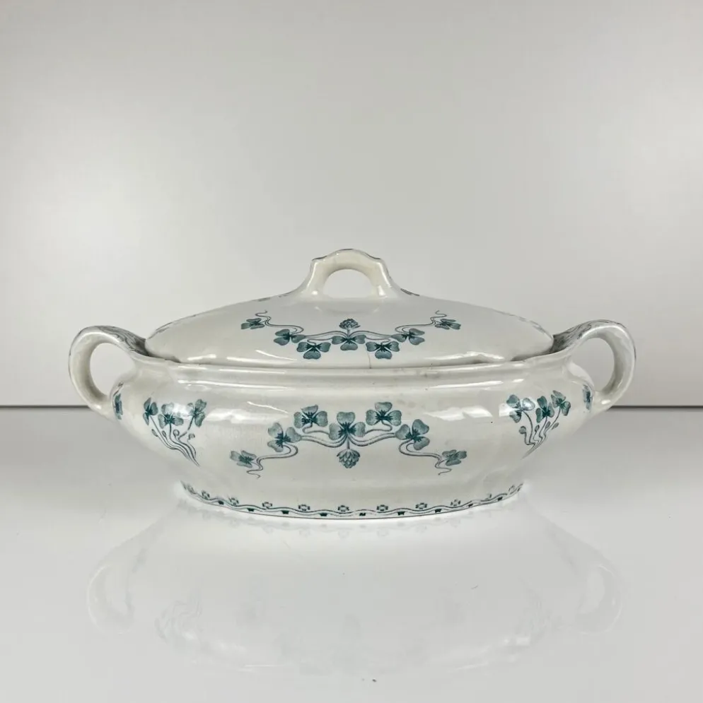 Légumier Villeroy & Boch modele "Trèfle -Klee", bleu, 1890-1900