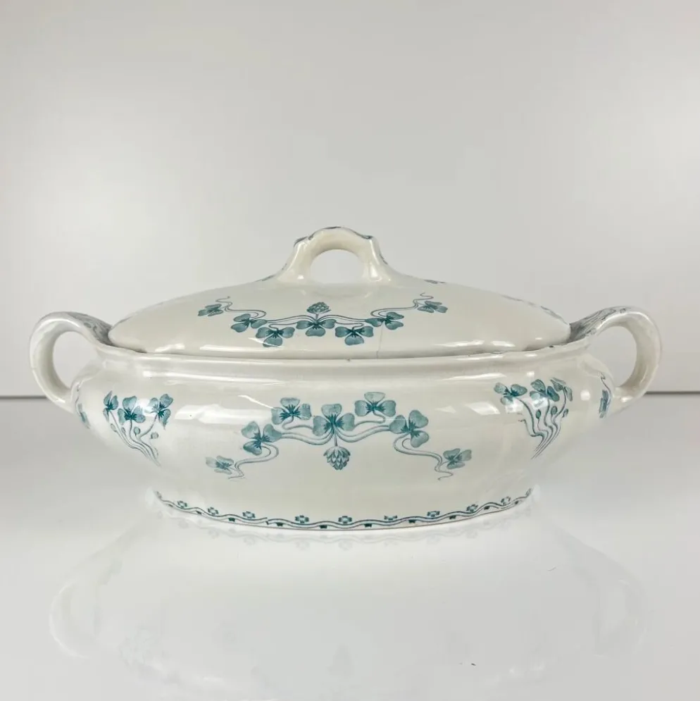 Légumier Villeroy & Boch modele "Trèfle -Klee", bleu, 1890-1900