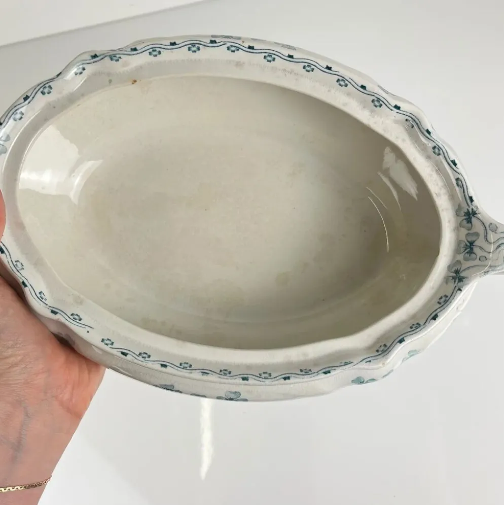 Légumier Villeroy & Boch modele "Trèfle -Klee", bleu, 1890-1900
