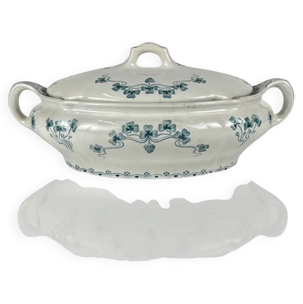 Légumier Villeroy & Boch modele "Trèfle -Klee", bleu, 1890-1900