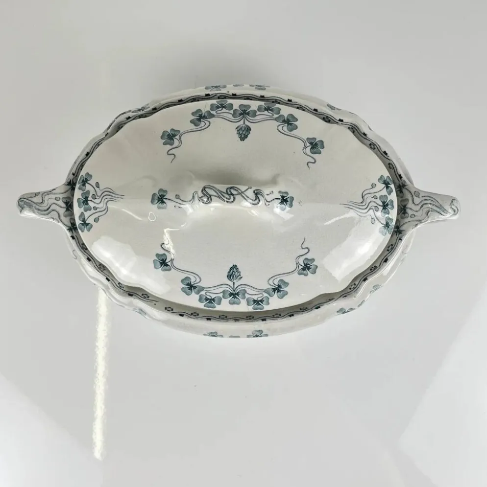 Légumier Villeroy & Boch modele "Trèfle -Klee", bleu, 1890-1900