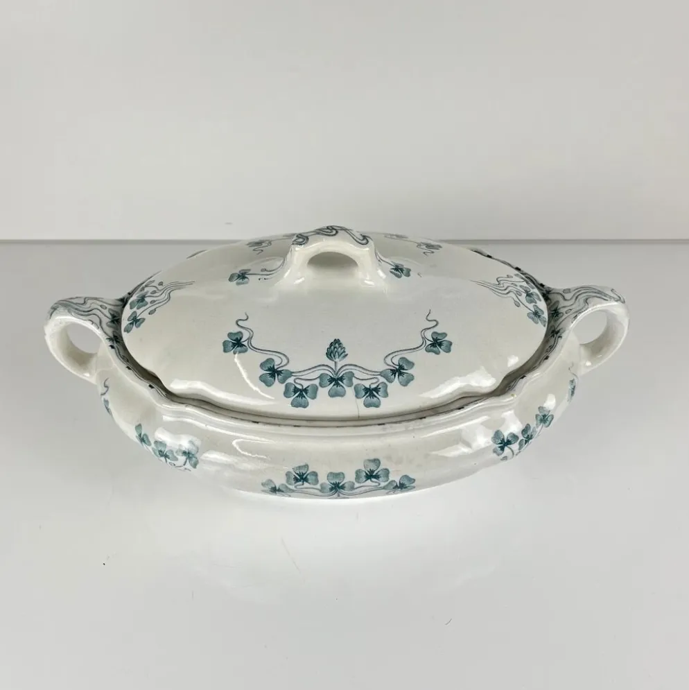 Légumier Villeroy & Boch modele "Trèfle -Klee", bleu, 1890-1900