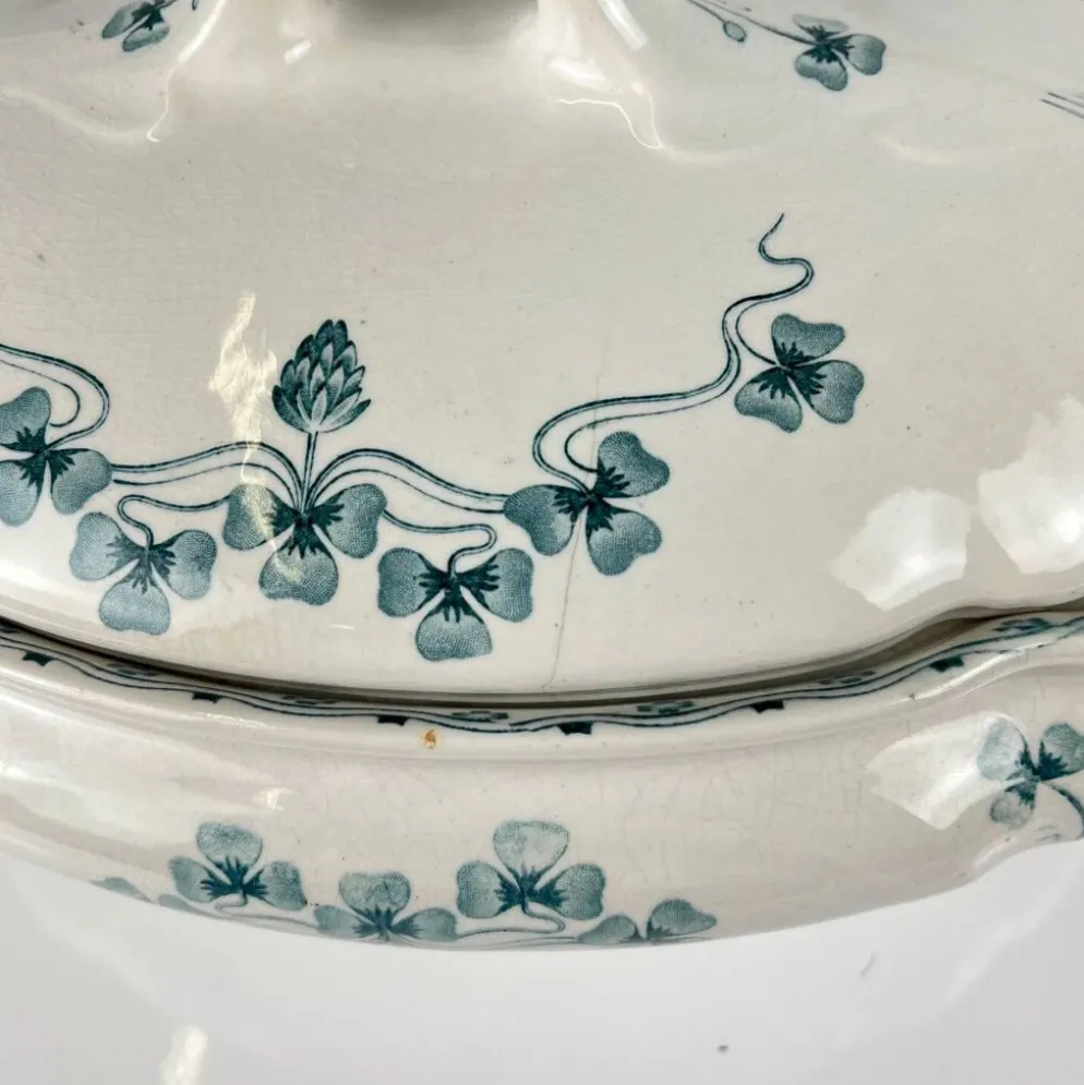 Légumier Villeroy & Boch modele "Trèfle -Klee", bleu, 1890-1900
