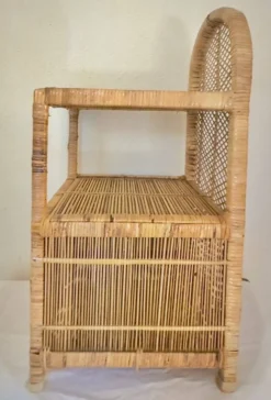 Librerie espagnole vintage en rotin et osier avec porte inférieure, années 70.