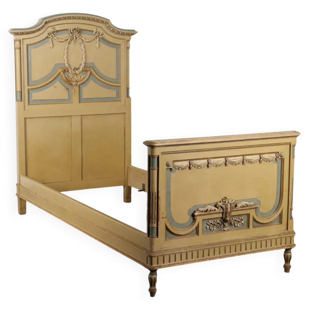 Lit ancien de style néoclassique en hêtre laqué, manufacture Luigi Gatti, XXe siècle