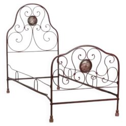 Lit ancien Louis-Philippe en fer forgé, Italie, XIXe siècle