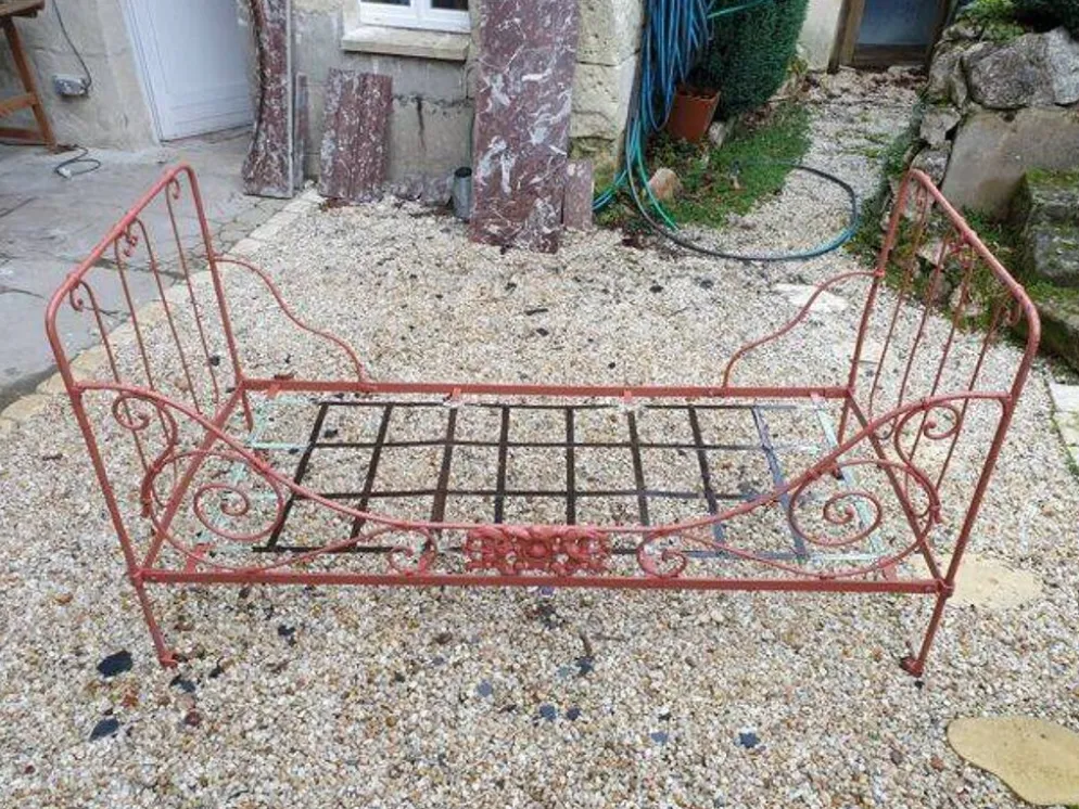 Lit banquette en fer forgé XIXe siècle 190cm x80cm