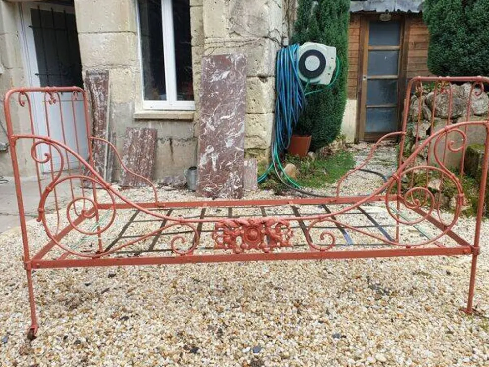 Lit banquette en fer forgé XIXe siècle 190cm x80cm