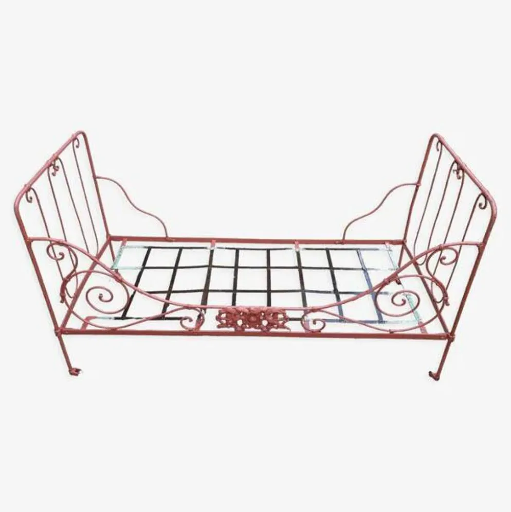 Lit banquette en fer forgé XIXe siècle 190cm x80cm