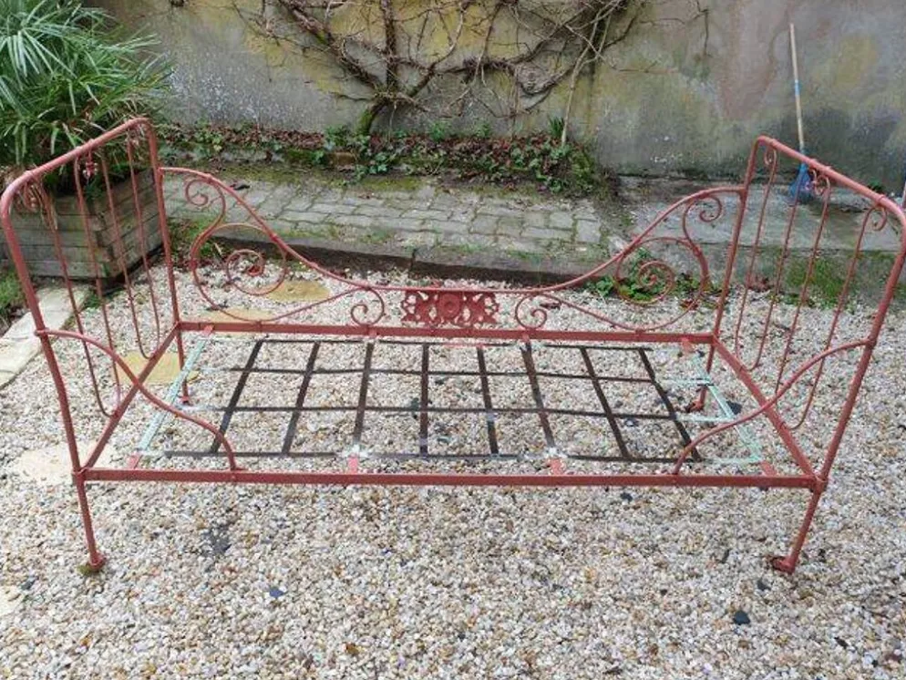 Lit banquette en fer forgé XIXe siècle 190cm x80cm