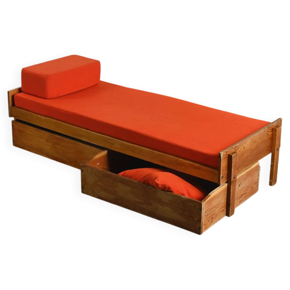 Lit banquette par Pierre Guariche, La Plagne, vers 1965