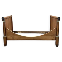 Lit bateau empire du XIXème en merisier - Literie: 1m82x98cm