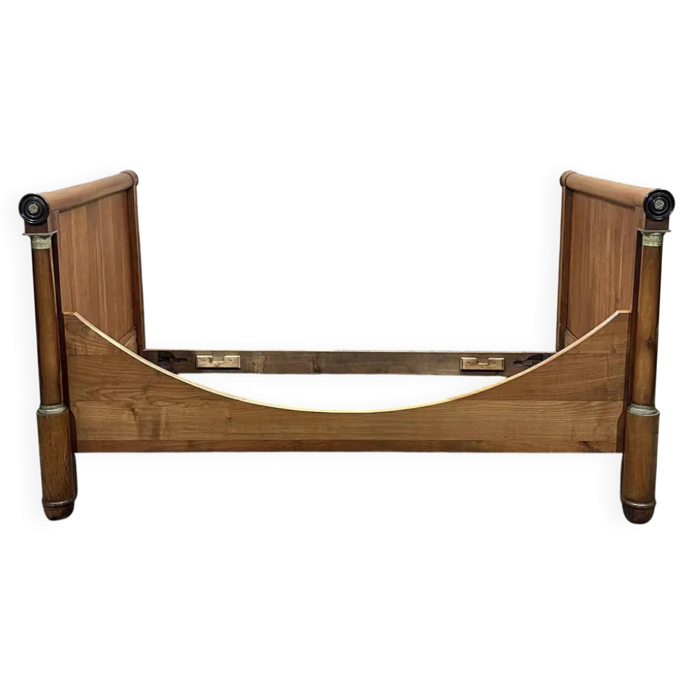 Lit bateau empire du XIXème en merisier - Literie: 1m82x98cm