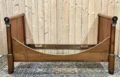 Lit bateau empire du XIXème en merisier - Literie: 1m82x98cm
