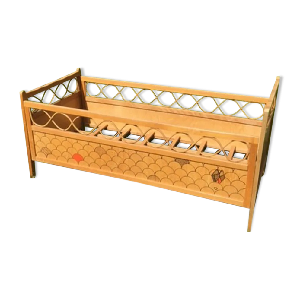 Lit bébé bois et rotin