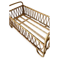 Lit bébé en rotin + matelas bambou sur mesure