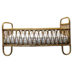 Lit bébé en rotin + matelas bambou sur mesure