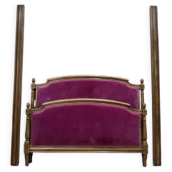 Lit capitonné en velours de style Louis XVI