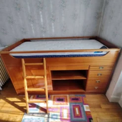 Lit compact avec bureau et rangement Vintage