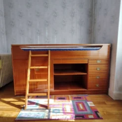 Lit compact avec bureau et rangement Vintage