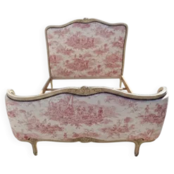 Lit corbeille de style Louis XV TAPISSERIE TOILE DE JOUY