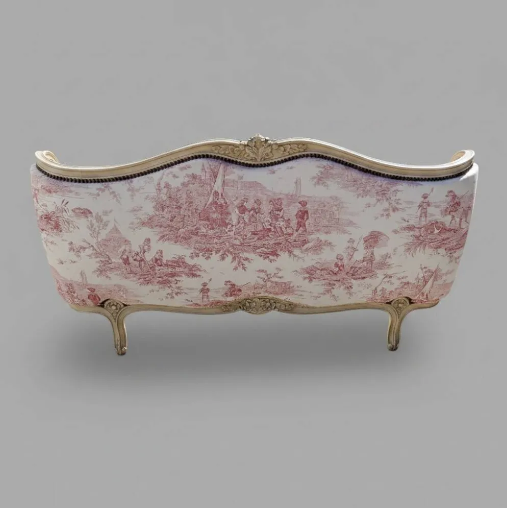 Lit corbeille de style Louis XV TAPISSERIE TOILE DE JOUY
