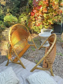 Lit corbeille enfant en rotin seventies